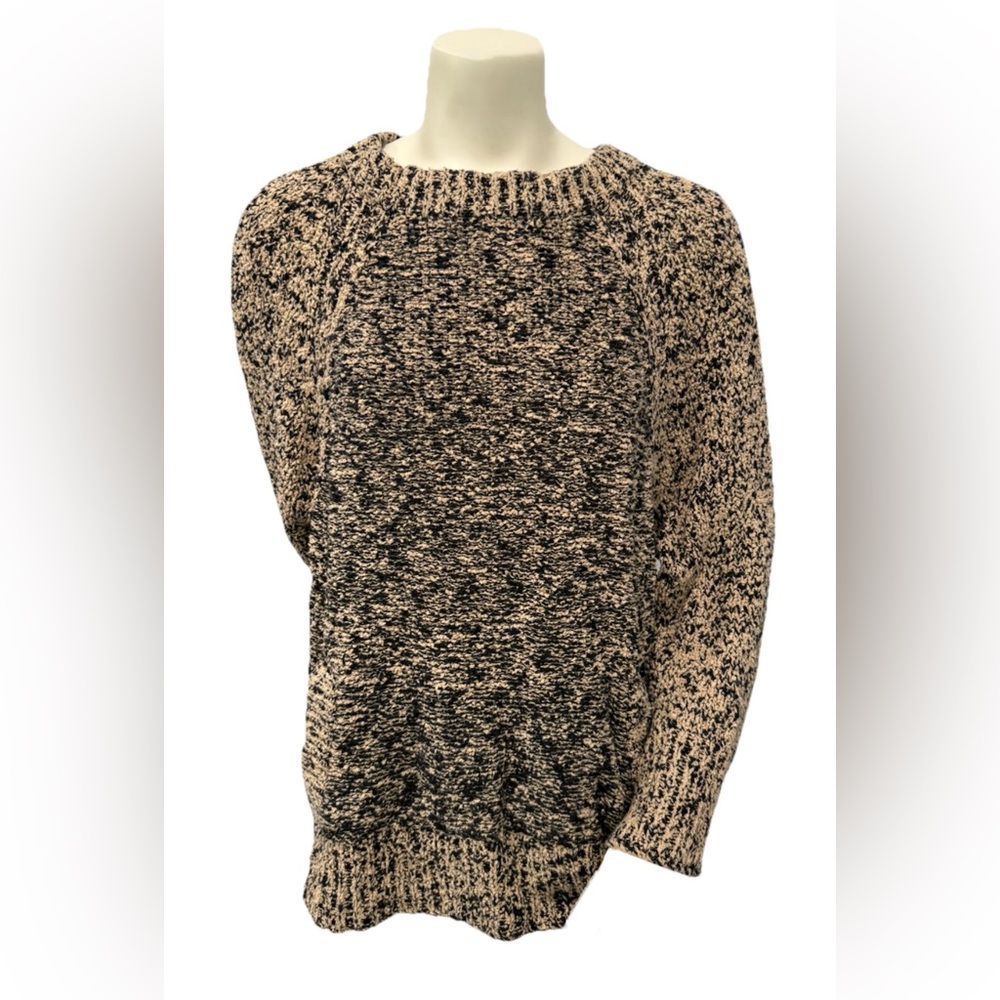 Free People Chunky Knit Marled Sweater Beige/Black Women’s M Cozy Oversized Boho